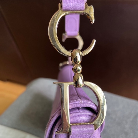 Vintage Christian Dior Lavender Leather Saddle Bag - Picture 7 of 15